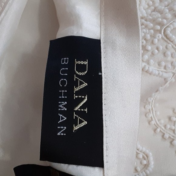 DANA BUCHMAN IVORY BEADED FLORAL DESIGN SKIRT A LINE SIZE 8 - Picture 2 of 8